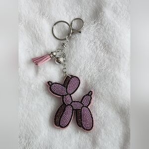 Purple Balloon Dog Keychain Bling Bag Charm